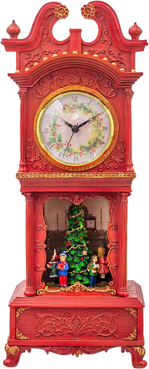 Musical Rotating Santa Mantle Clock - Rosy Red