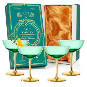 Deco Champagne Coupe Cocktail Glassware, Set of 4