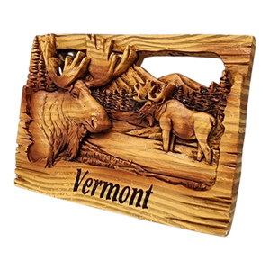 Wood-look Layered Magnet - Vermont Moose