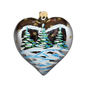 Country Heart Ornament - Silver base