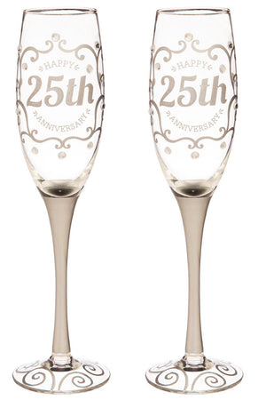 25th Anniversary Champagne Flutes - Set of 2