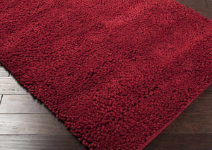 Frederika Solid Dark Red Wool Shag Rug - Clearance
