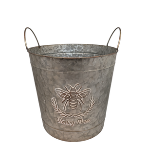Honey Bee Embossed Galvanized Bucket -