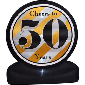 8-Ft. Tall Cheers to 50 Years Birthday or Anniversary Milestone, Outdoor Blow-Up Inflatable with Lights and Storage Bag