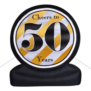 8-Ft. Tall Cheers to 50 Years Birthday or Anniversary Milestone, Outdoor Blow-Up Inflatable with Lights and Storage Bag
