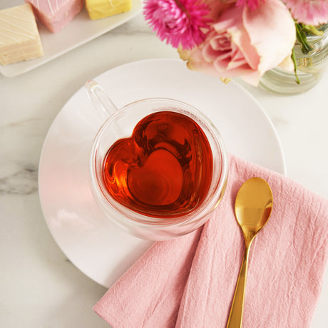 Kendall: heart double walled glass tea mug