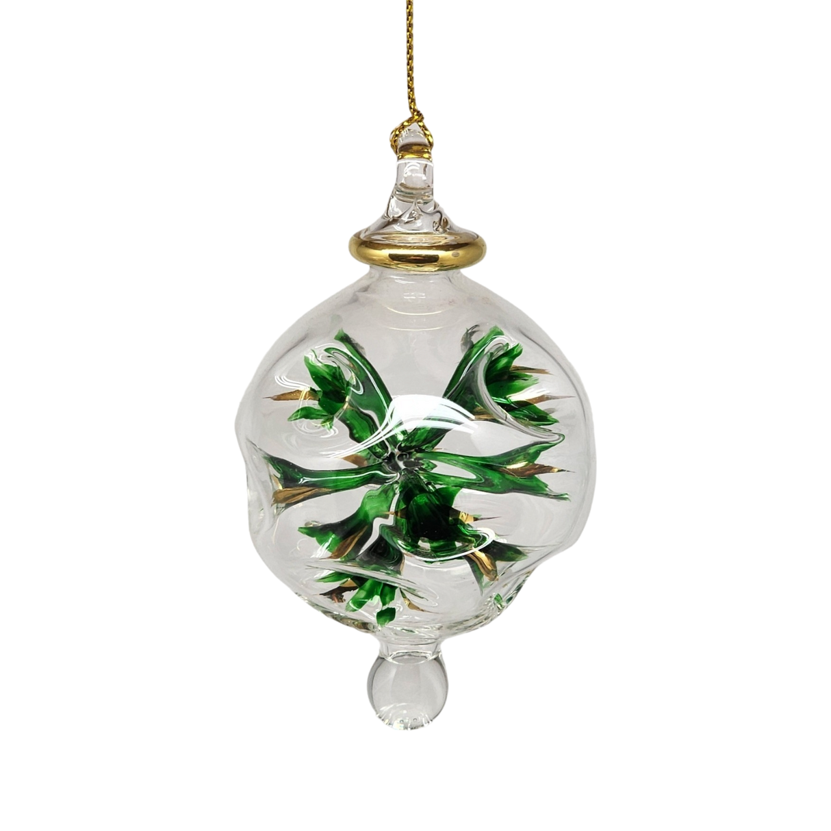 Blown Glass Pierced Starburst Ornament - Green