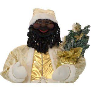 3-Ft. African American Santa Animatronic with Prelit Christmas Tree