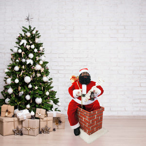 48-In. Music and Motion African American Santa Claus in the Chimney, Christmas Animatronic