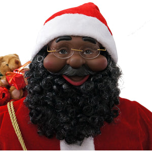 48-In. Music and Motion African American Santa Claus in the Chimney, Christmas Animatronic