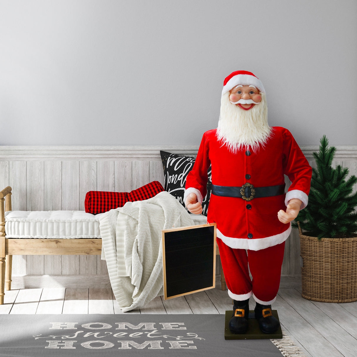 58-In. Musical Santa Claus Holding a Chalkboard -  Indoor Christmas Decoration