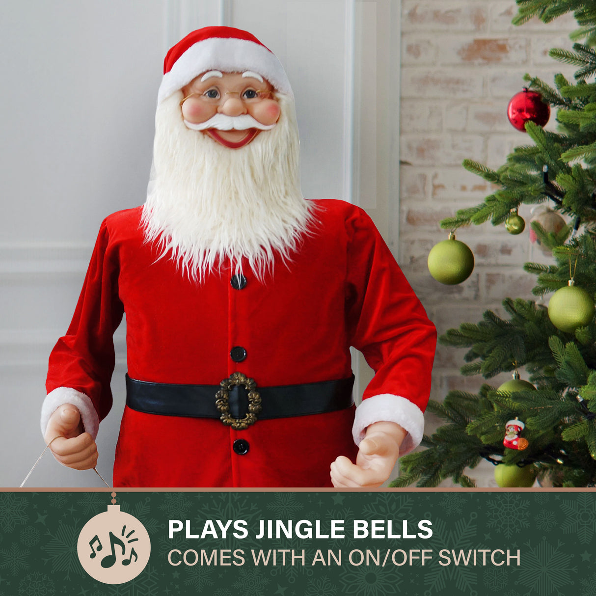 58-In. Musical Santa Claus Holding a Chalkboard -  Indoor Christmas Decoration