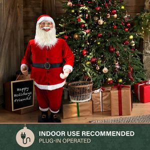 58-In. Musical Santa Claus Holding a Chalkboard -  Indoor Christmas Decoration