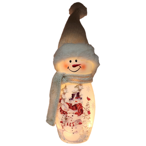 Lighted Snowman Lamp - Snow Family - 8 Inches tall