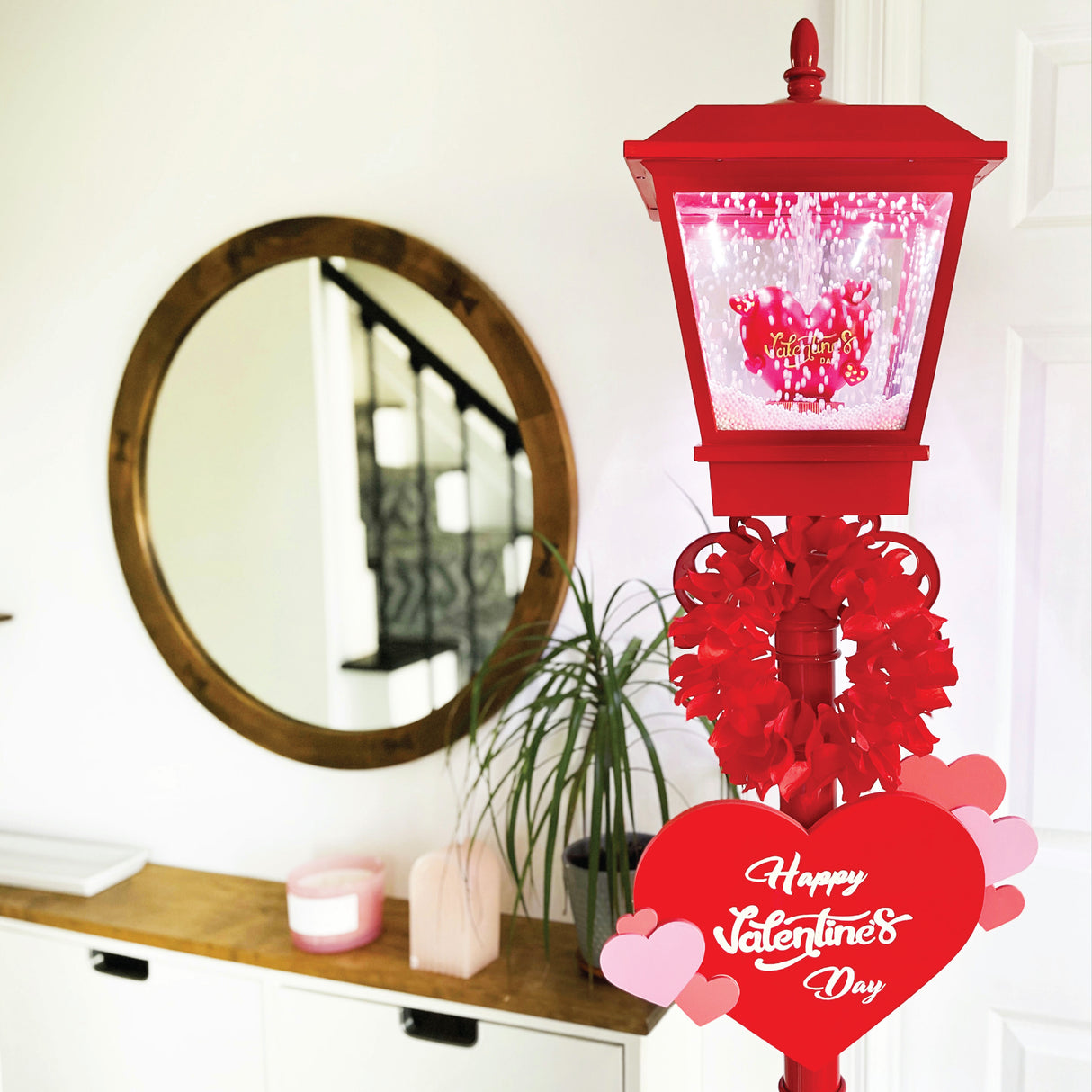 70-In. Musical Snowy Valentine's Day Street Lamp Lantern