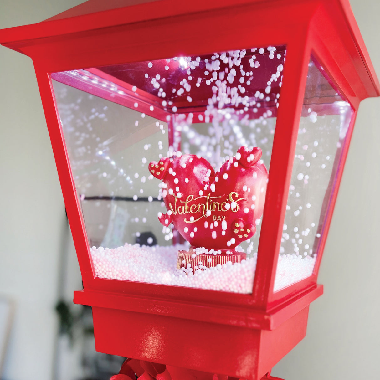 70-In. Musical Snowy Valentine's Day Street Lamp Lantern