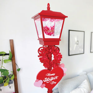 70-In. Musical Snowy Valentine's Day Street Lamp Lantern
