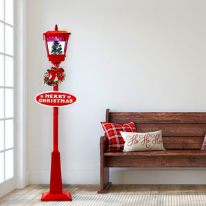Fraser Hill Farm 71-in Musical Snowy Christmas Lantern in Red