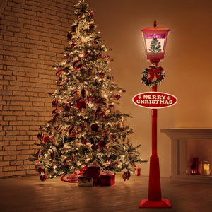 Fraser Hill Farm 71-in Musical Snowy Christmas Lantern in Red