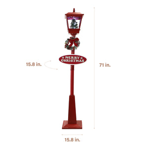 Fraser Hill Farm 71-in Musical Snowy Christmas Lantern in Red