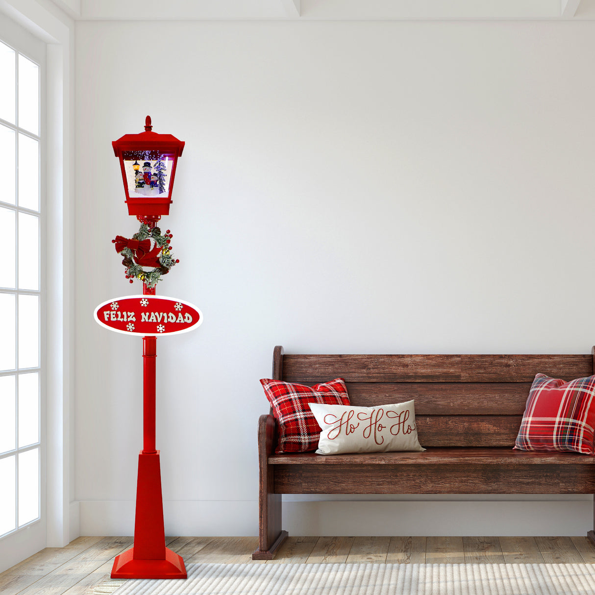 Fraser Hill Farm 71-in Musical Snowy Christmas Lantern Red