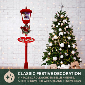 Fraser Hill Farm 71-in Musical Snowy Christmas Lantern Red