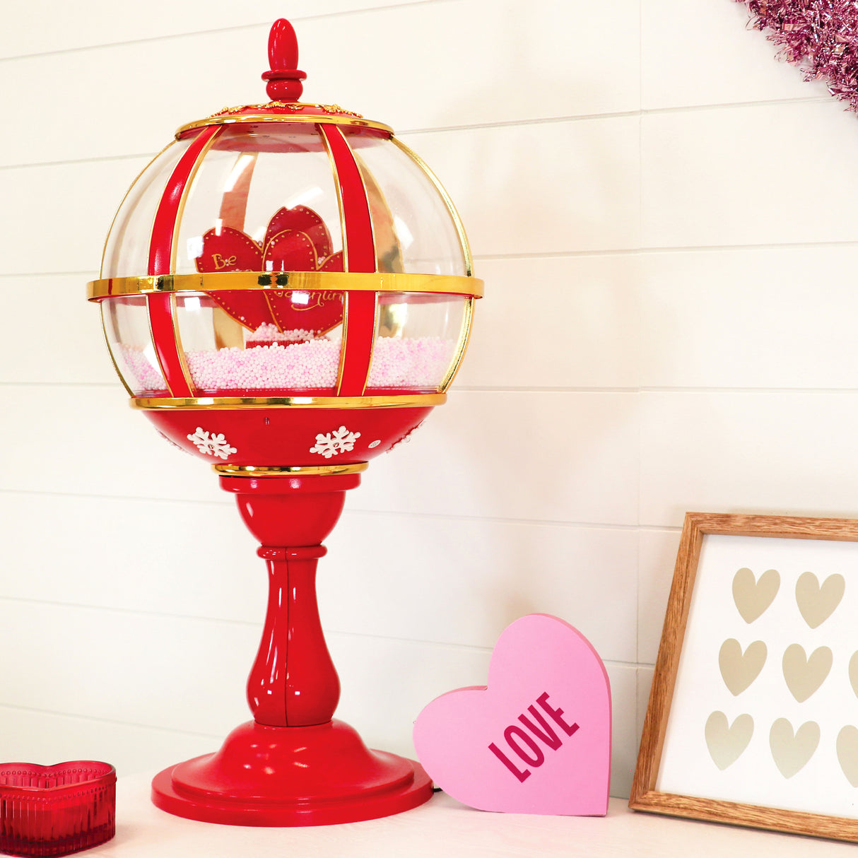 23-In. Musical Snowy Tabletop Valentine's Day Lantern