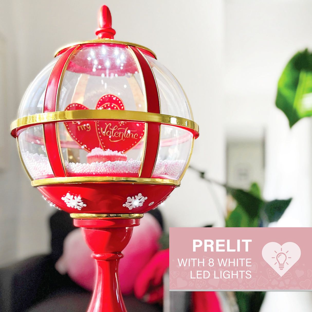 23-In. Musical Snowy Tabletop Valentine's Day Lantern