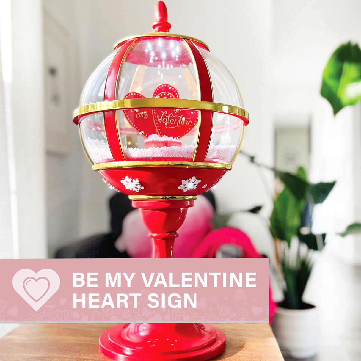 23-In. Musical Snowy Tabletop Valentine's Day Lantern