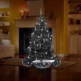 Let It Snow Series 75-In. Musical Christmas Tree with Black Umbrella Base, Snow Function, Decorations, and Lights
