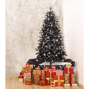 Let It Snow Series 75-In. Musical Christmas Tree with Black Umbrella Base, Snow Function, Decorations, and Lights