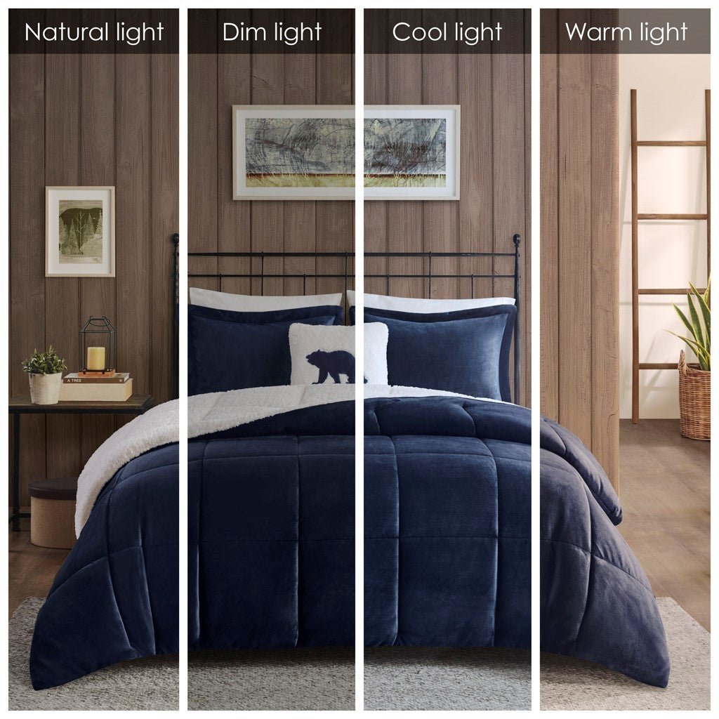 Full/queen plush to sherpa down alternative comforter set - Tuesday Morning - Quilts & Comforters