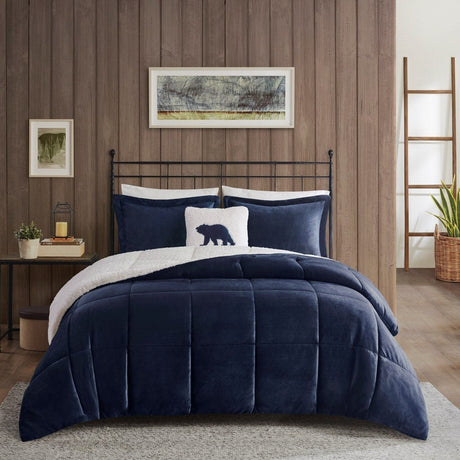 Full/queen plush to sherpa down alternative comforter set - Tuesday Morning - Quilts & Comforters