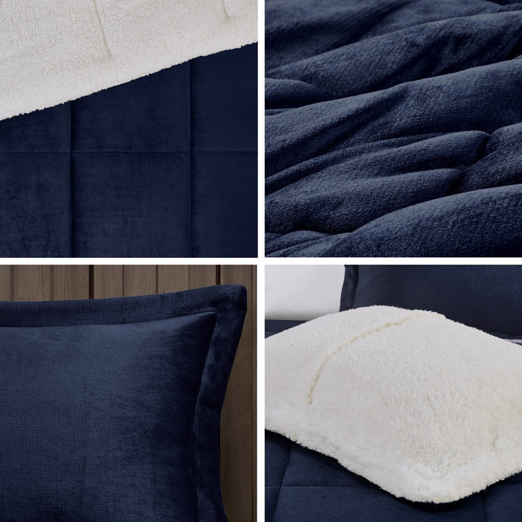 Full/queen plush to sherpa down alternative comforter set - Tuesday Morning - Quilts & Comforters