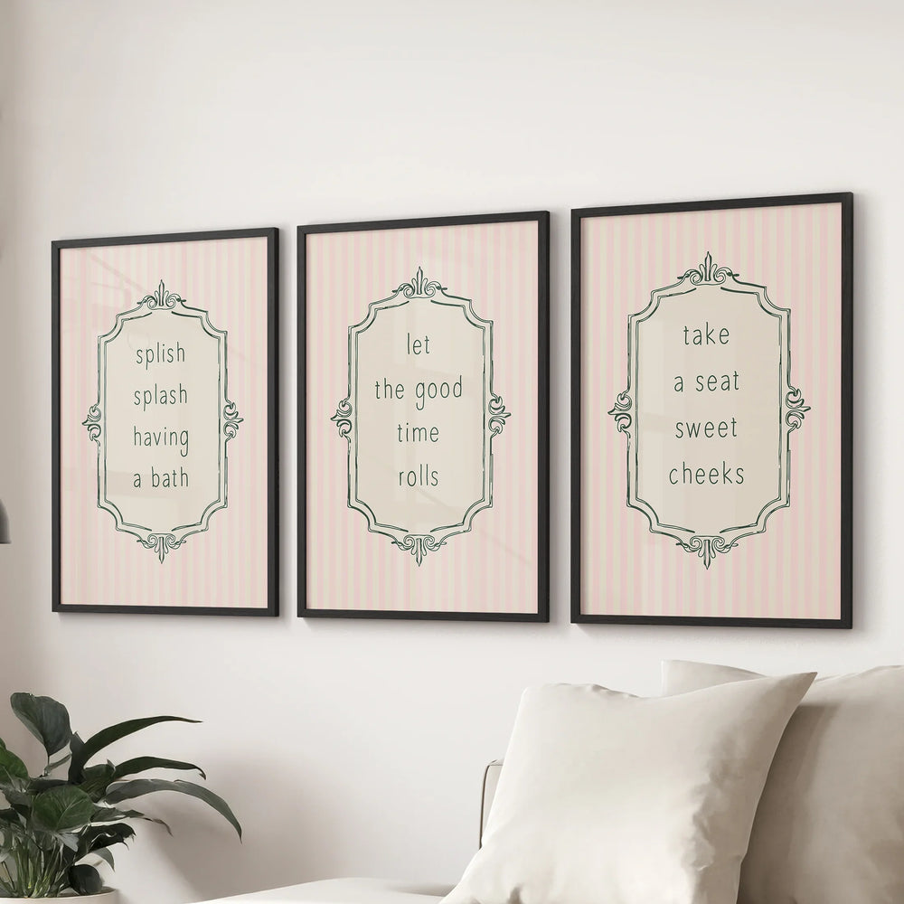 Funny Bathroom Art. Set of 3 Typography Quote Prints