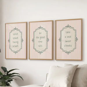 Funny Bathroom Art. Set of 3 Typography Quote Prints