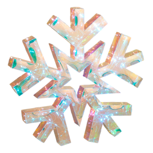 Lighted Hanging Holographic Snowflake with Remote Control - 18 inch