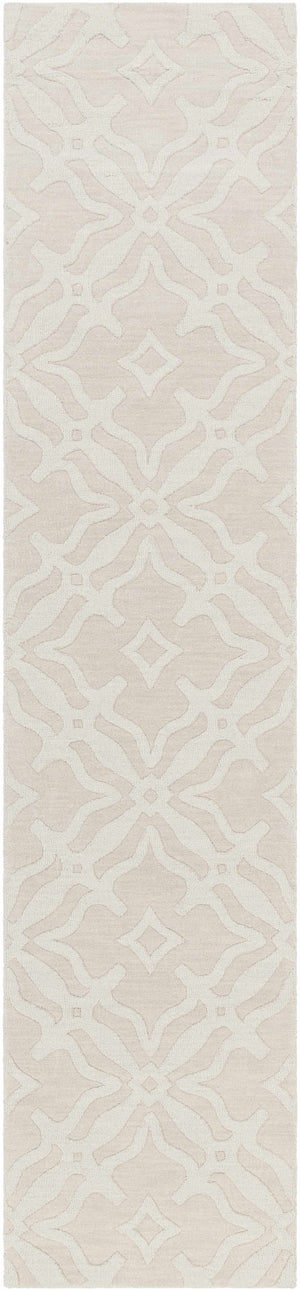 Fyffe Embossed Beige Wool Area Rug