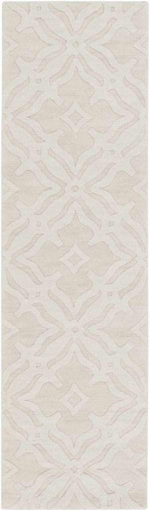 Fyffe Embossed Beige Wool Area Rug