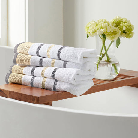 Decorative cotton stripe bath towel set - noelle collection