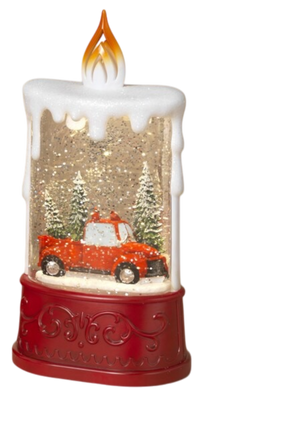 Christmas B/O Lighted Spinning Water Globe Candle