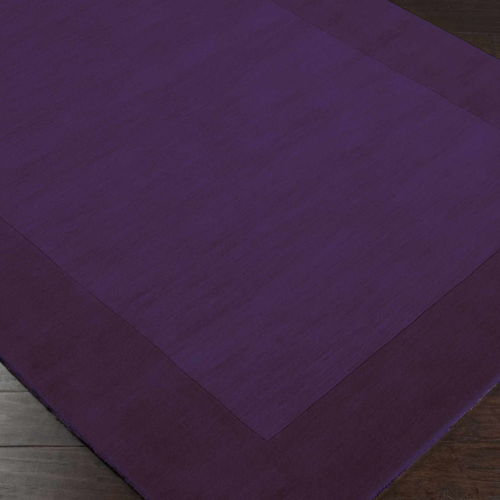 Bordered Solid Plum Purple Wool Rug