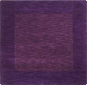Bordered Solid Plum Purple Wool Rug