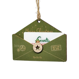Wooden Letter to Santa Ornament - Green