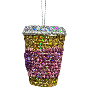 Bedazzled Coffee Cup Ornament - Brewed for the Holidays