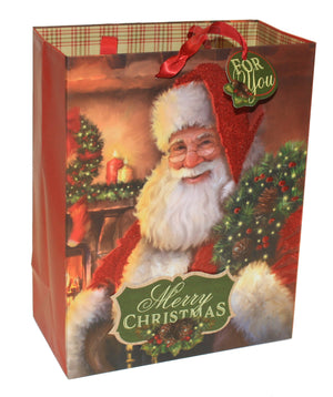 Traditional Large Handmade Gift Bags - Poinsettia