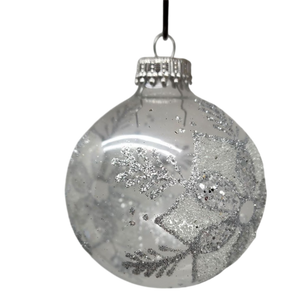 Krebs Value Glass Ornament 4 pack - Frosted Poinsettia