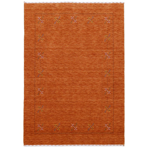 Gabbeh Border Orange Rust Hand Loomed Wool Area Rug