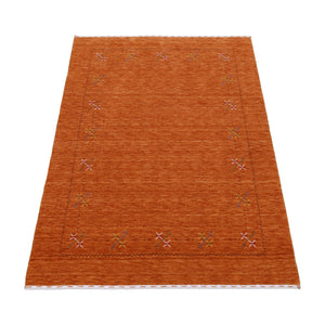 Gabbeh Border Orange Rust Hand Loomed Wool Area Rug