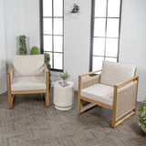 Gable mid - century modern roped acacia wood outdoor patio chair with cushions - Tuesday Morning - Outdoor Chairs